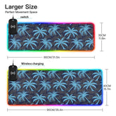Colorful Tropical Coconut Tree Wireless Charging Mouse Pad for Mobile Phone Extra Large Gaming Mousepad with 13 Lighting Modes Computer Mat for MacBook PC Laptop Desk Office Home Gaming